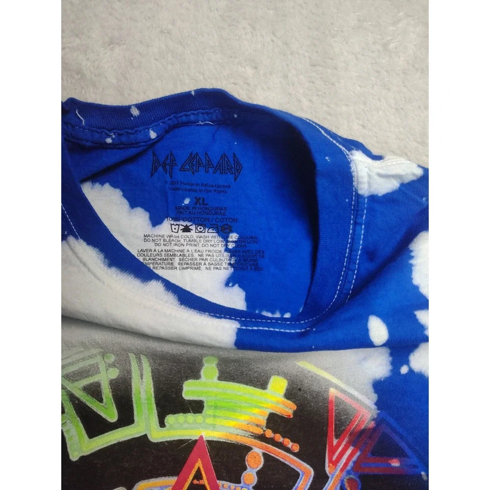 Def Leppard Band TShirt Tie Dye Blue Unisex Music Tee Merch XL Heavy Metal